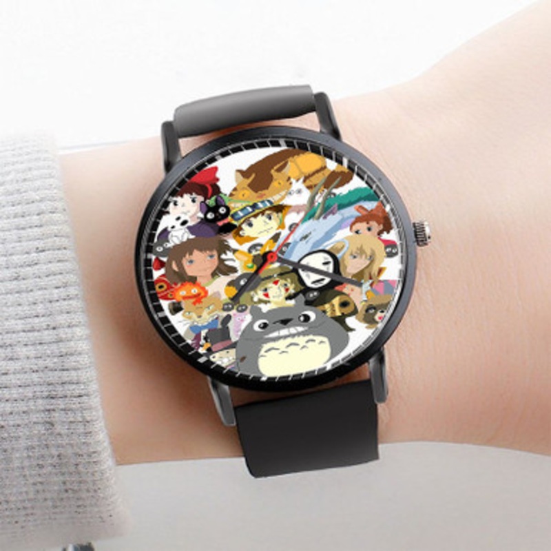 Pastele Studio Ghibli Art Watch Custom Unisex Black Quartz Watch Premium Gift Box Watches