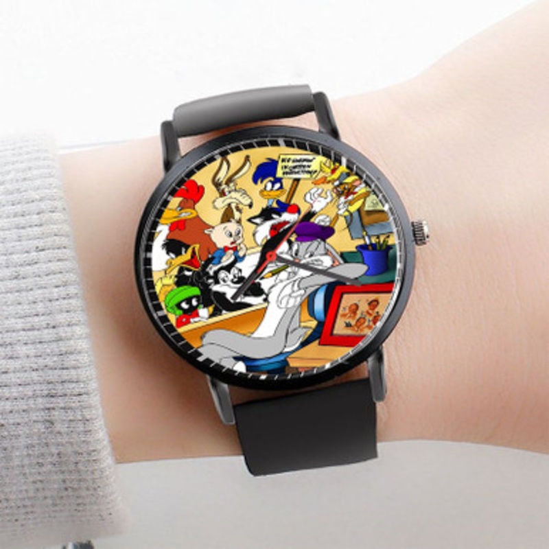 Pastele The Bugs Bunny Looney Tunes Watch Custom Unisex Black Quartz Watch Premium Gift Box Watches