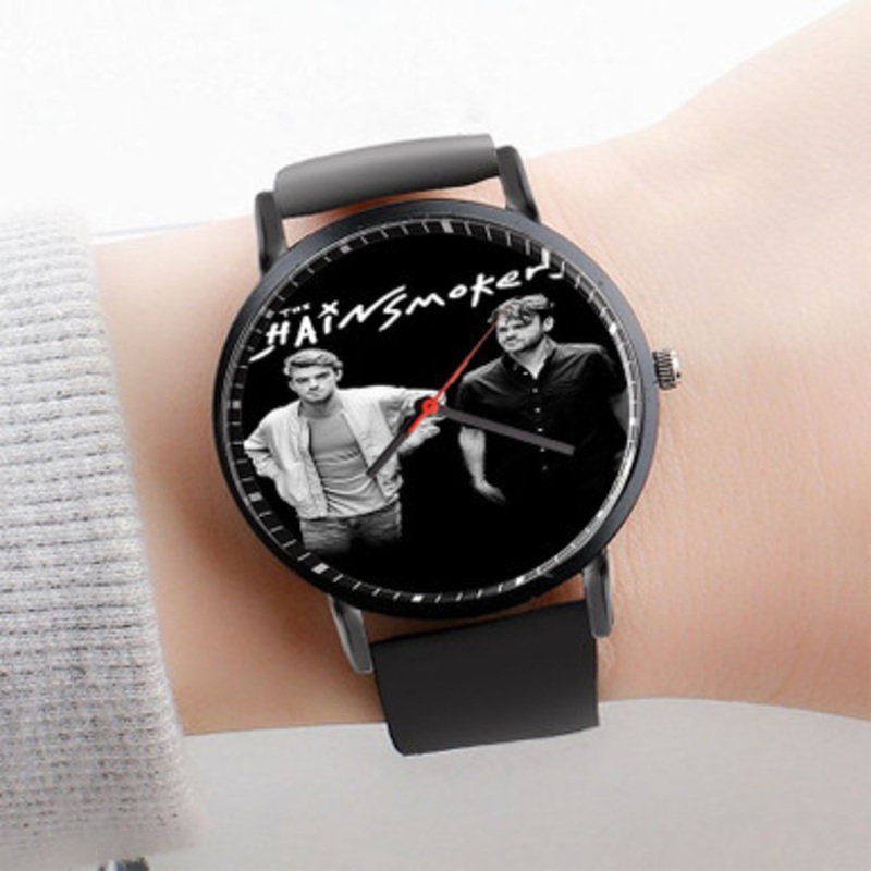 Pastele The Chainsmokers Art Watch Custom Unisex Black Quartz Watch Premium Gift Box Watches