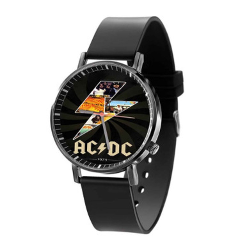 ACDC Print Black Quartz Watch Unisex With Premium Gift Box
