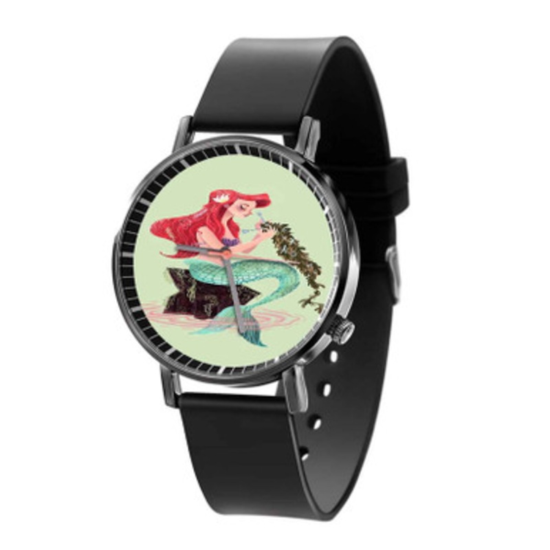 Ariel The Little Mermaid Disney Cartoon Black Quartz Watch Unisex With Premium Gift Box