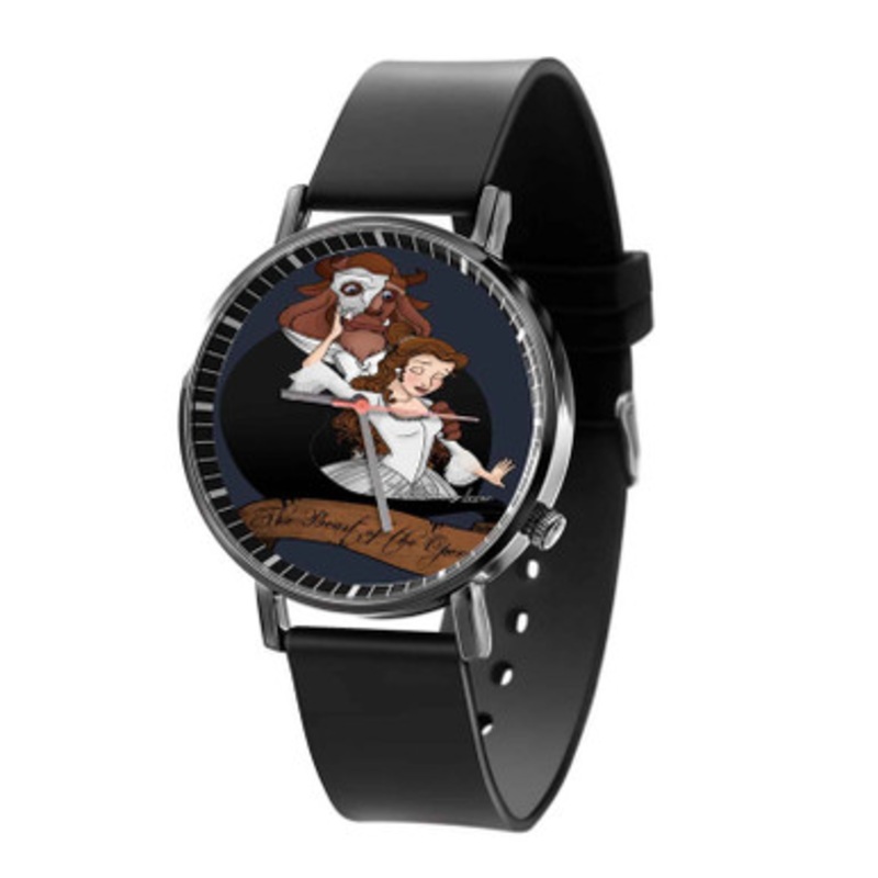 Disney Beauty and The Beast Prints Black Quartz Watch Unisex With Premium Gift Box