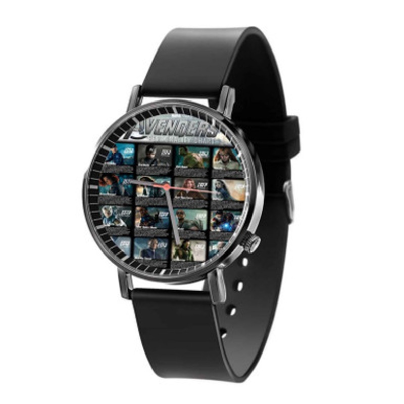 Marvel The Avengers Characters Black Quartz Watch Unisex With Premium Gift Box