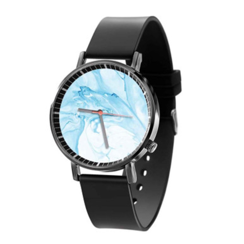 Blue Marble Black Quartz Watch Unisex With Premium Gift Box
