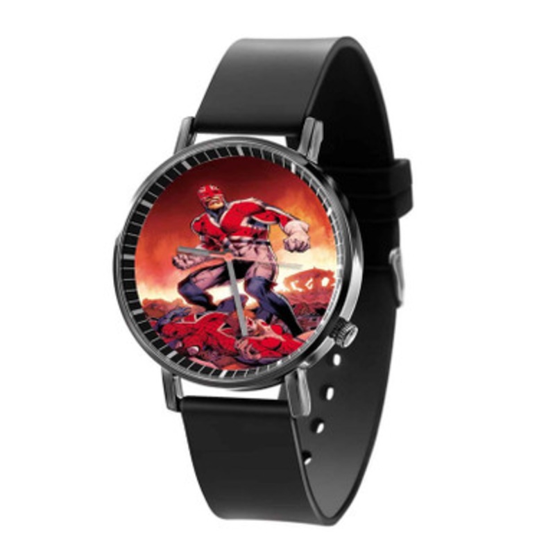 Captain Britain Marvel Superheroes Black Quartz Watch Unisex With Premium Gift Box