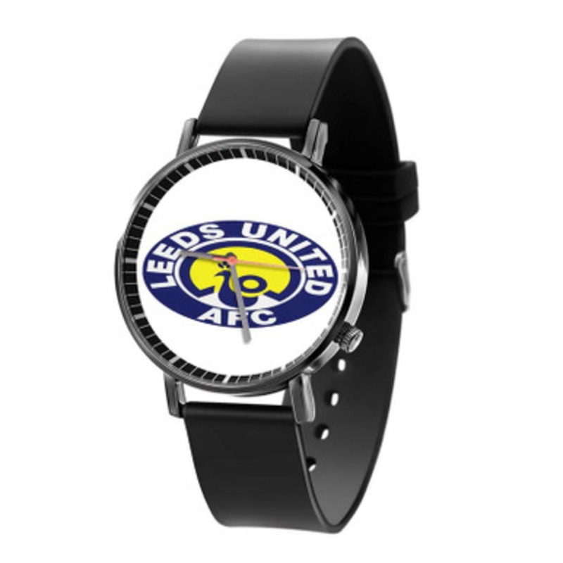Leeds United Badges Football League Black Quartz Watch Unisex With Premium Gift Box