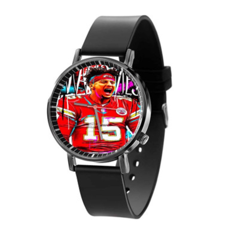 Patrick Mahomes Kansas City Chiefs Black Quartz Watch Unisex With Premium Gift Box