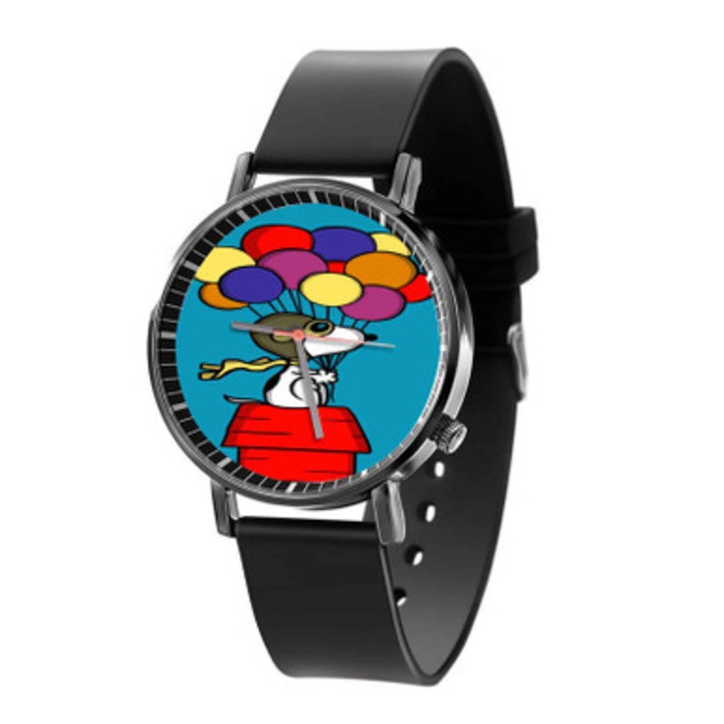 Snoopy The Peanut With Balloon Black Quartz Watch Unisex With Premium Gift Box