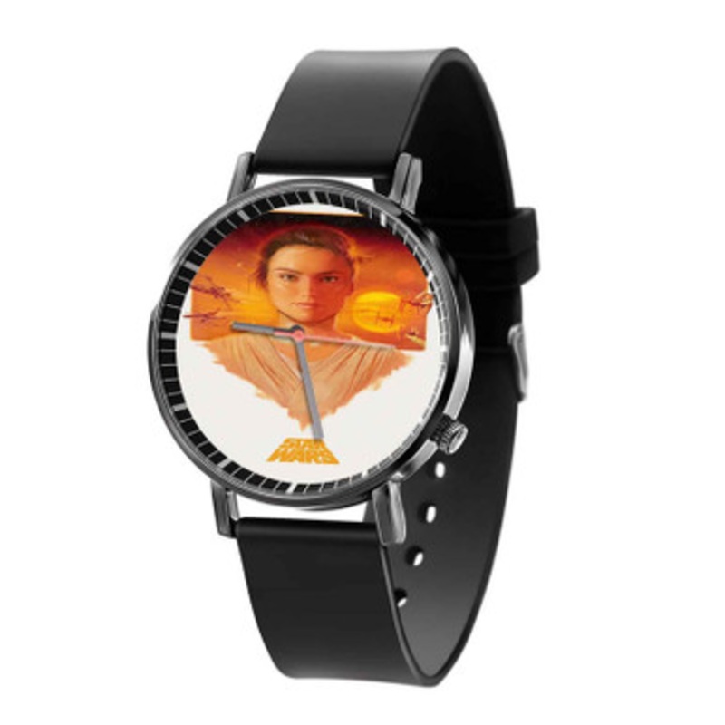 Star Wars The Force Awakens Rey Black Quartz Watch Unisex With Premium Gift Box