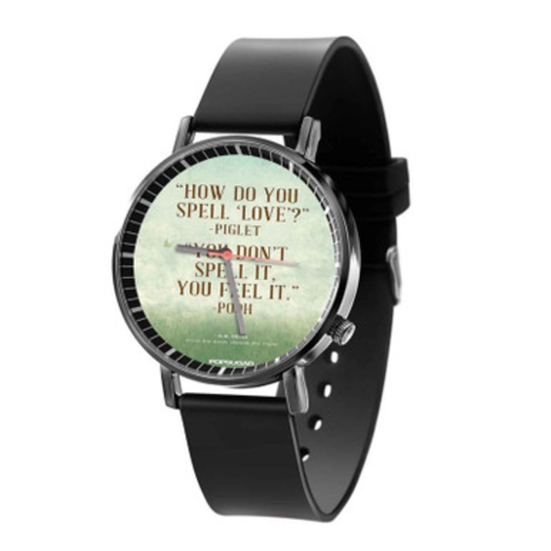 Winnie The Pooh QUotes Black Quartz Watch Unisex With Premium Gift Box