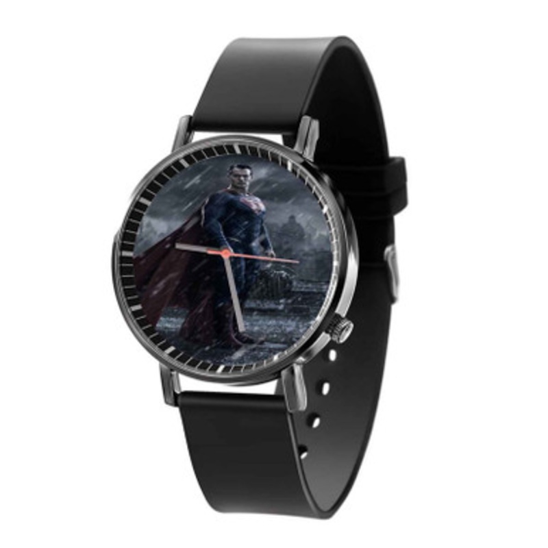 Batman v Superman Dawn of Justice Superman Black Quartz Watch Unisex With Premium Gift Box