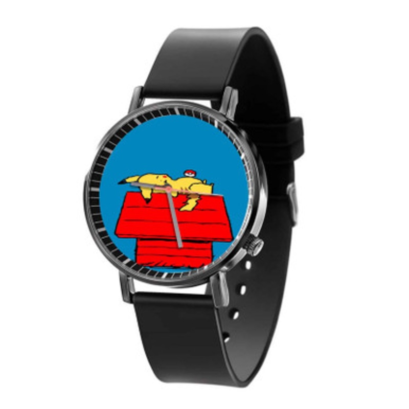 Pokemon Pikachu Snoopy Peanuts Black Quartz Watch Unisex With Premium Gift Box