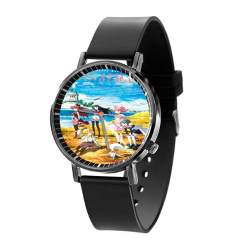 Puella Magi Madoka Magica Characters Black Quartz Watch Unisex With Premium Gift Box