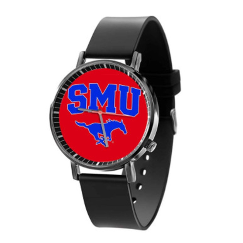 SMU Mustangs Black Quartz Watch Unisex With Premium Gift Box