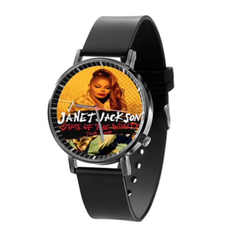 Janet Jackson State of the World Black Quartz Watch With Premium Gift Box for Unisex