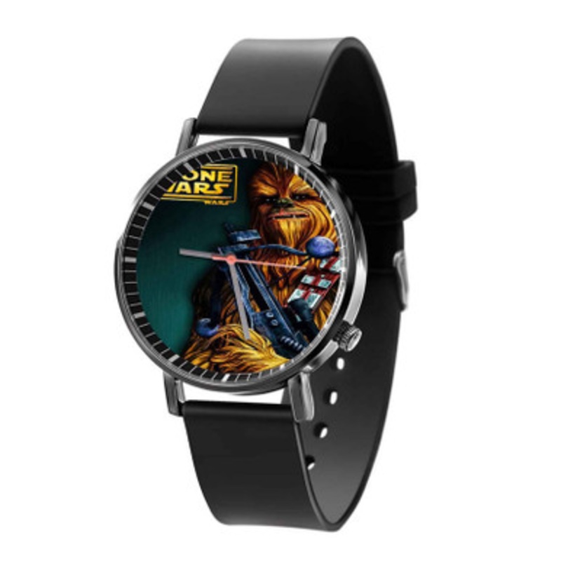 Star Wars The Clones Wars Chewbacca Black Quartz Watch Unisex With Premium Gift Box