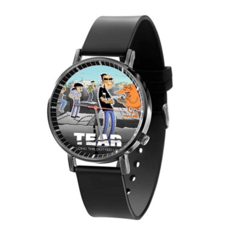 Tear Along the Dotted Line Black Quartz Watch With Premium Gift Box for Unisex