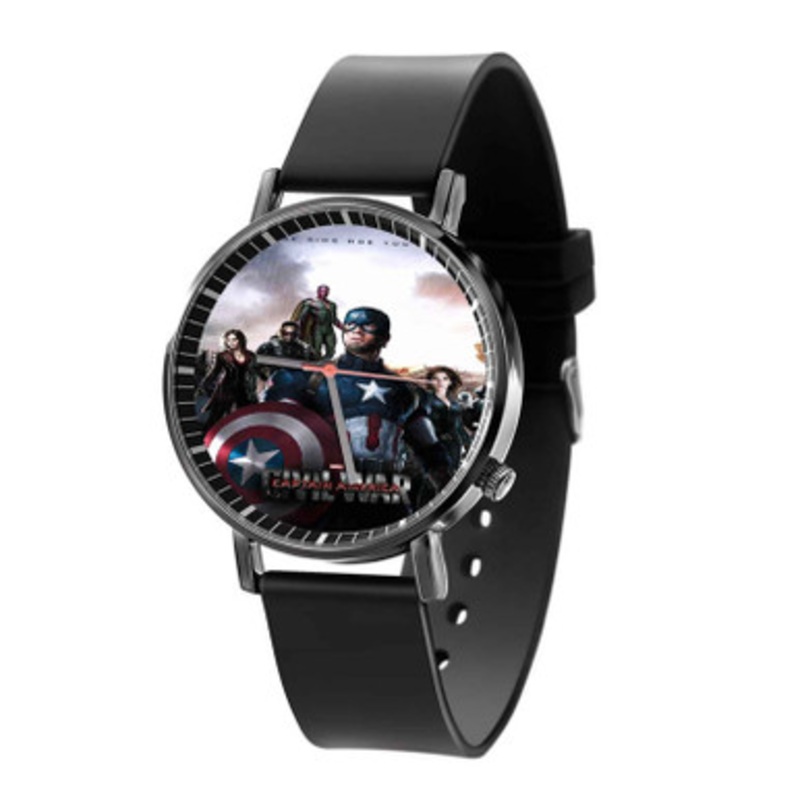 Captain America Civil War Characters Black Quartz Watch Unisex With Premium Gift Box