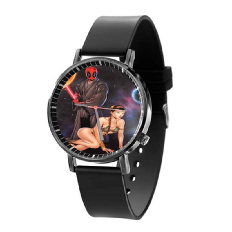 Deadpool and Princess Leia Slave Black Quartz Watch Unisex With Premium Gift Box
