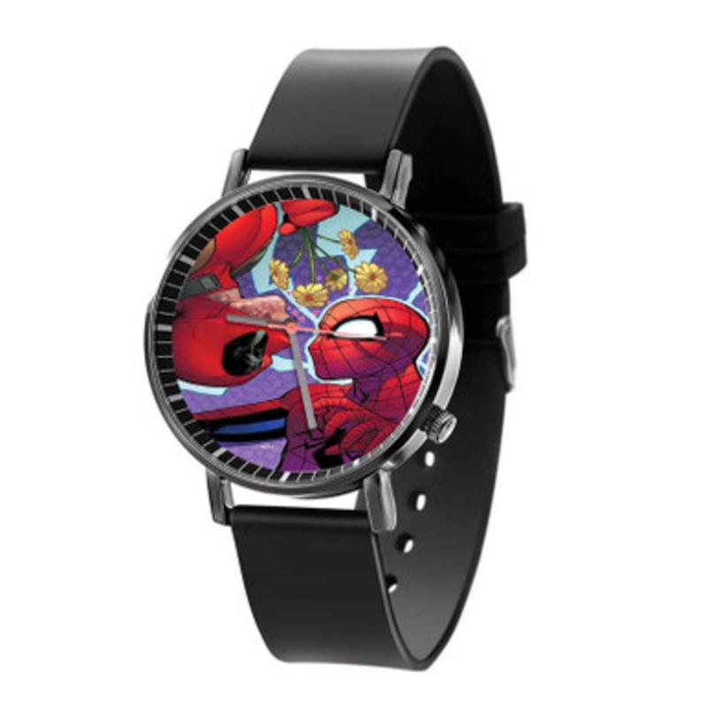 Deadpool Spiderman Art Black Quartz Watch Unisex With Premium Gift Box