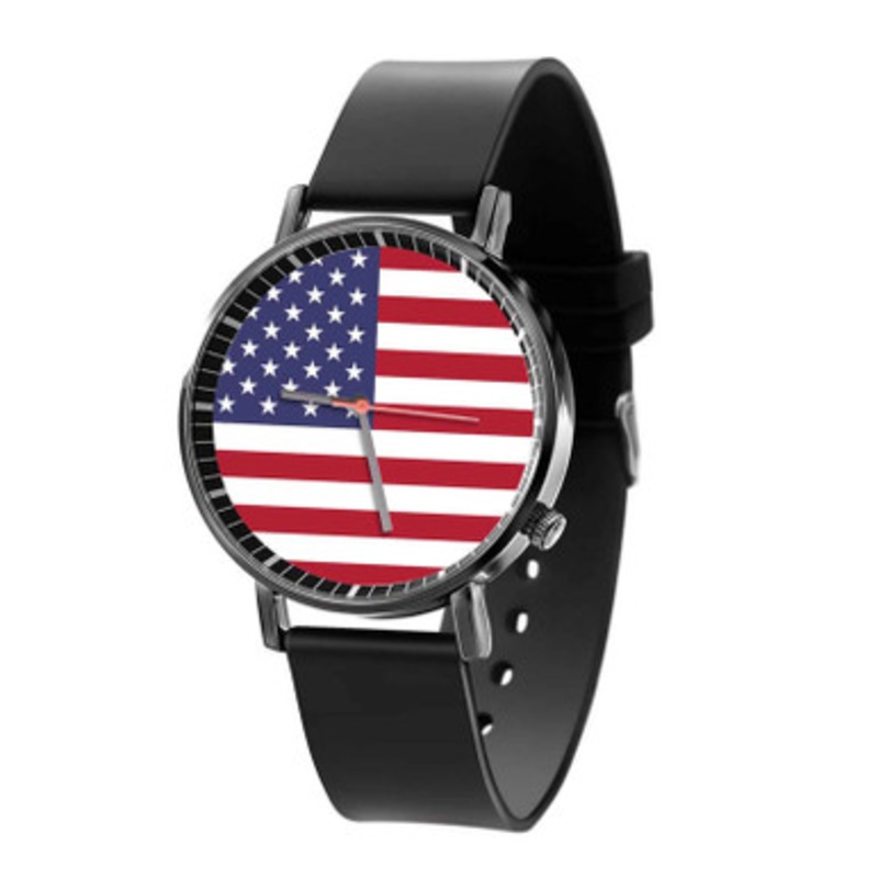 Flag Black Quartz Watch Unisex With Premium Gift Box