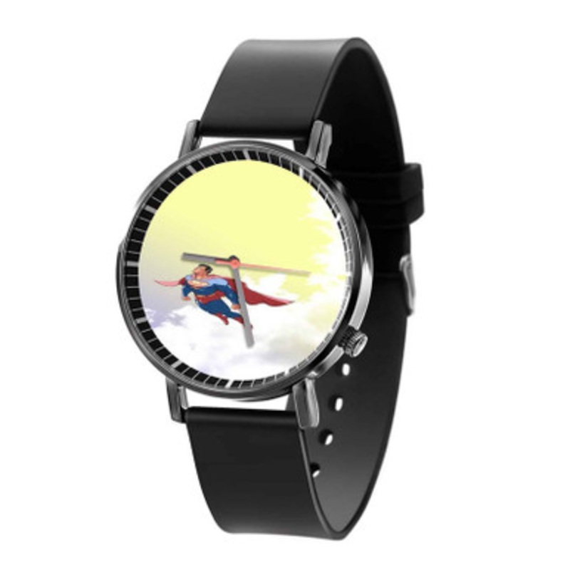 Flying Superman Black Quartz Watch Unisex With Premium Gift Box