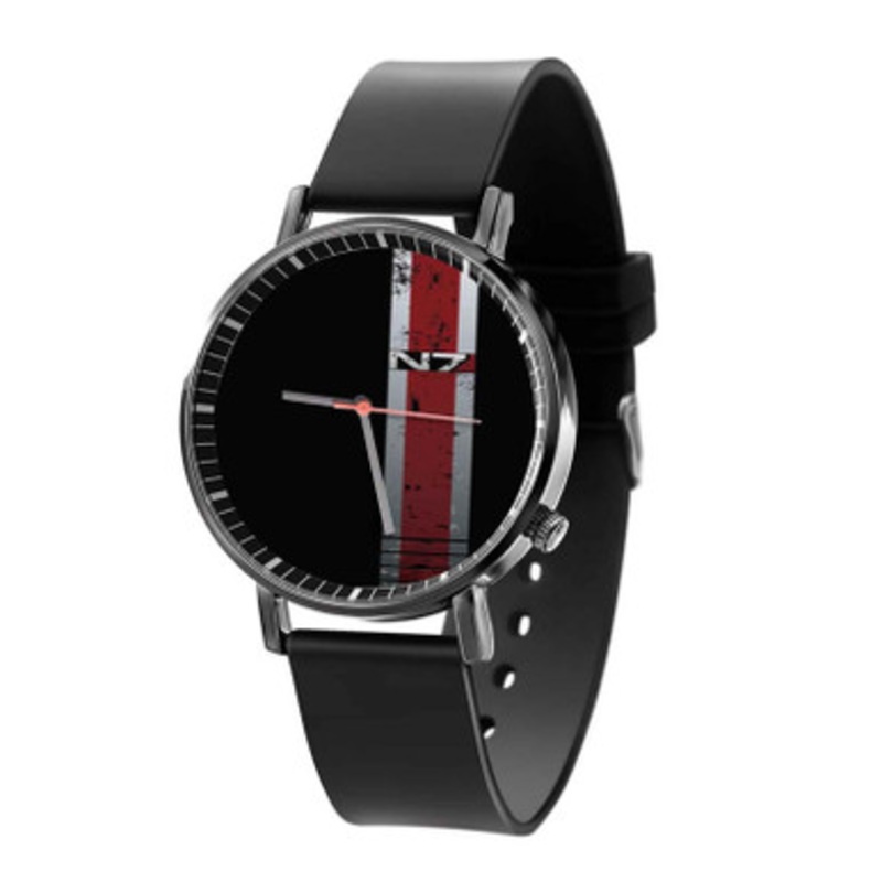 N7 Mass Effect Battle Damaged Armor Stripe Black Quartz Watch Unisex With Premium Gift Box