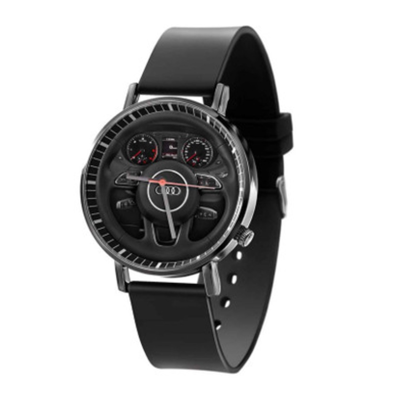 Audi Steering Wheel Black Quartz Watch Unisex With Premium Gift Box