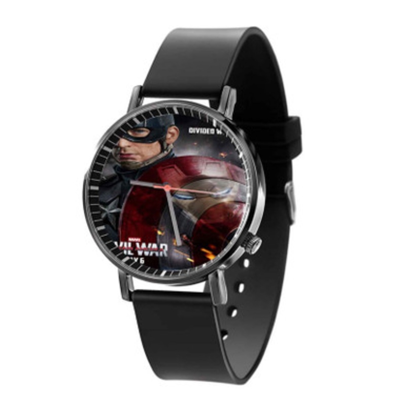 Captain America Civil War Divide We Fall Black Quartz Watch Unisex With Premium Gift Box