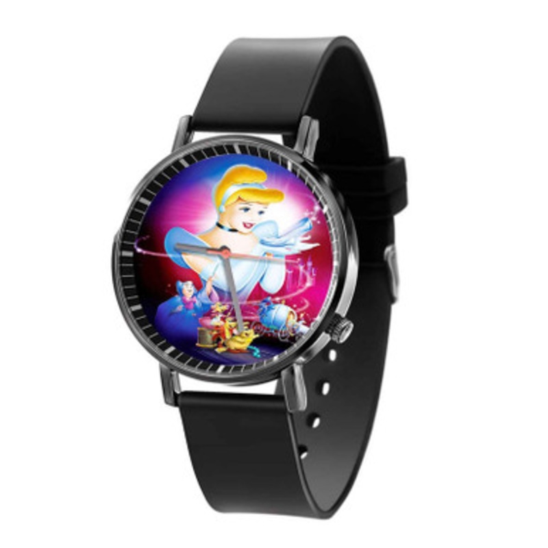 Disney Cinderella Beautiful Black Quartz Watch Unisex With Premium Gift Box