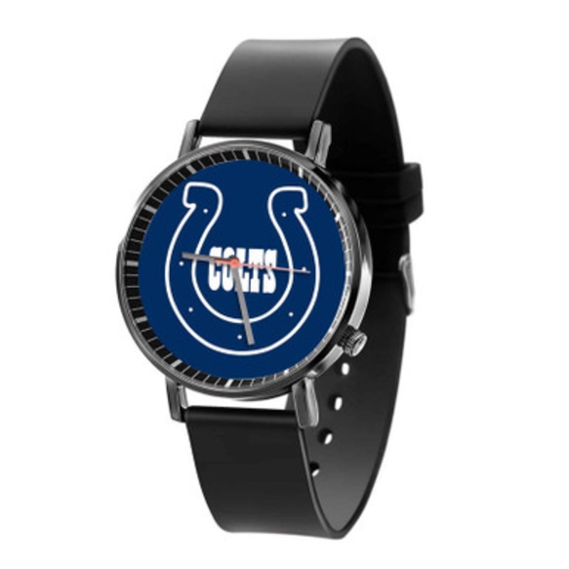 Indianapolis Colts NFL Art Black Quartz Watch Unisex With Premium Gift Box