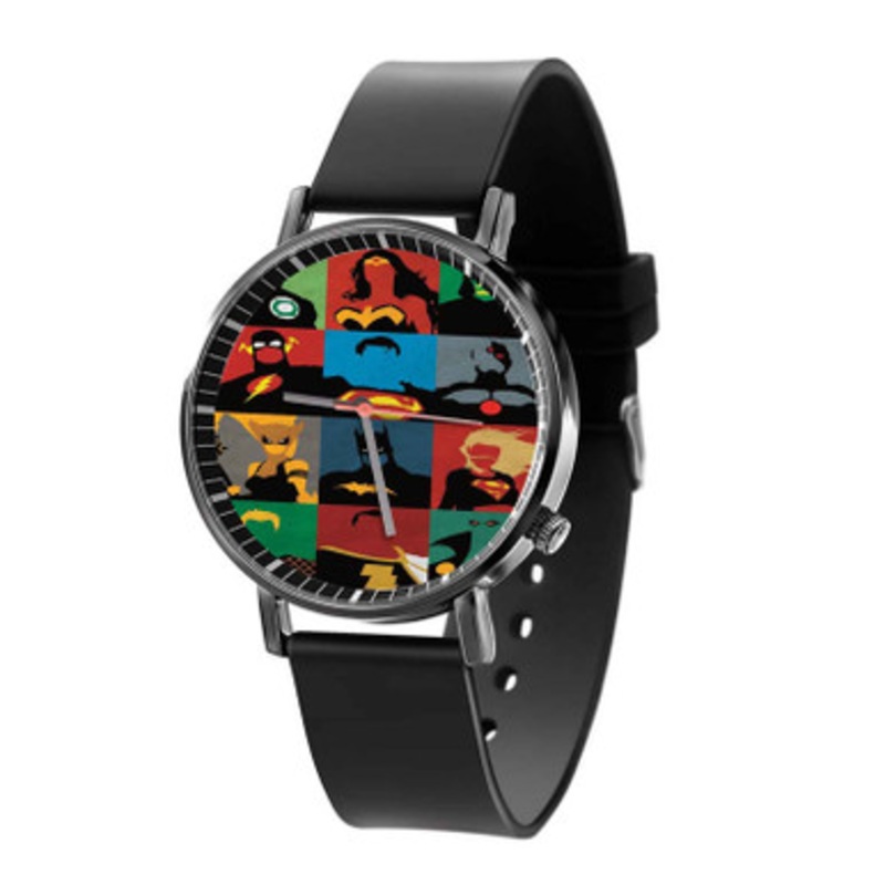 Justice League Silhouette Characters Black Quartz Watch Unisex With Premium Gift Box