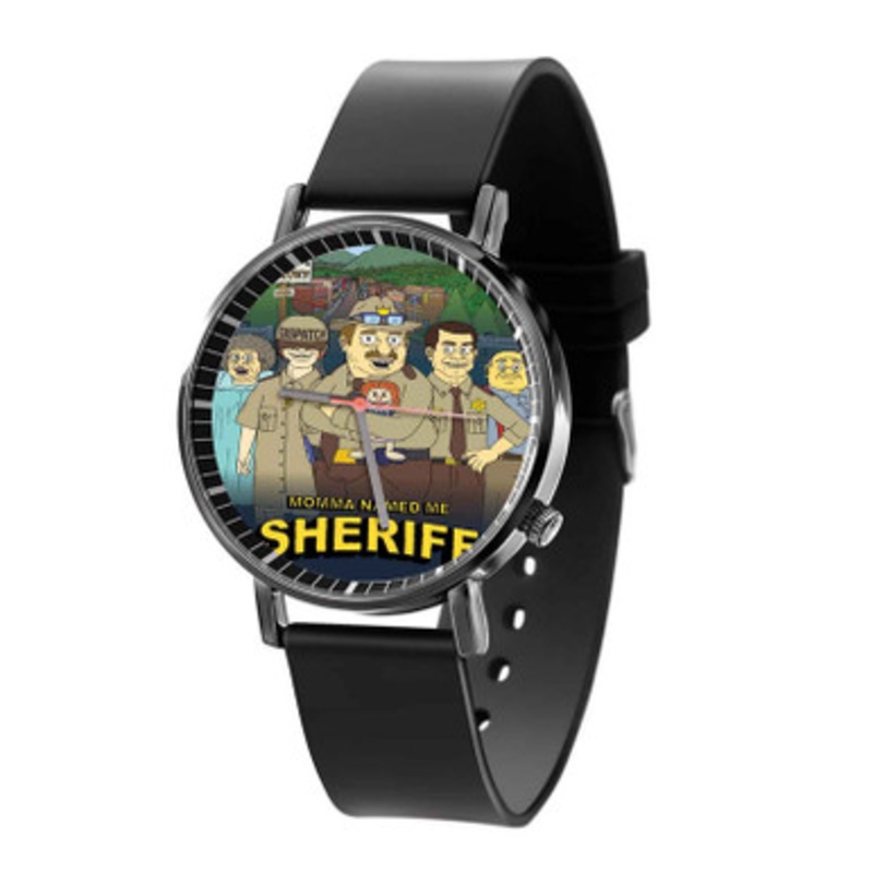 Momma Named Me Sheriff Black Quartz Watch Unisex With Premium Gift Box