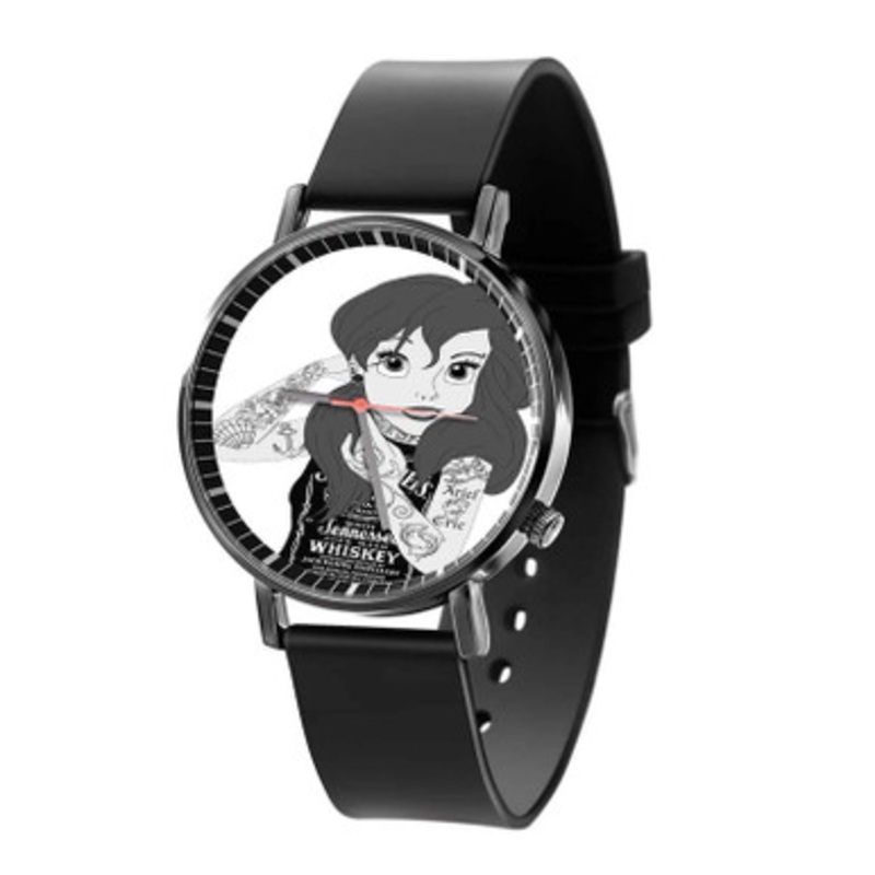 Ariel Goth Punk Disney The Little Mermaid Black Quartz Watch Unisex With Premium Gift Box