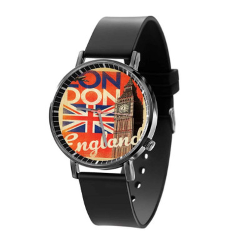 London Vinatge Black Quartz Watch Unisex With Premium Gift Box