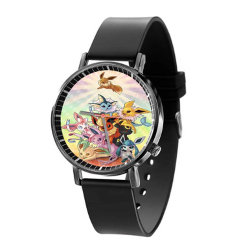 Pokemon Eeveelution Black Quartz Watch Unisex With Premium Gift Box