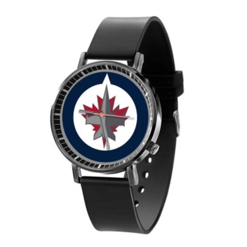 Winnipeg Jets NHL Art Black Quartz Watch Unisex With Premium Gift Box