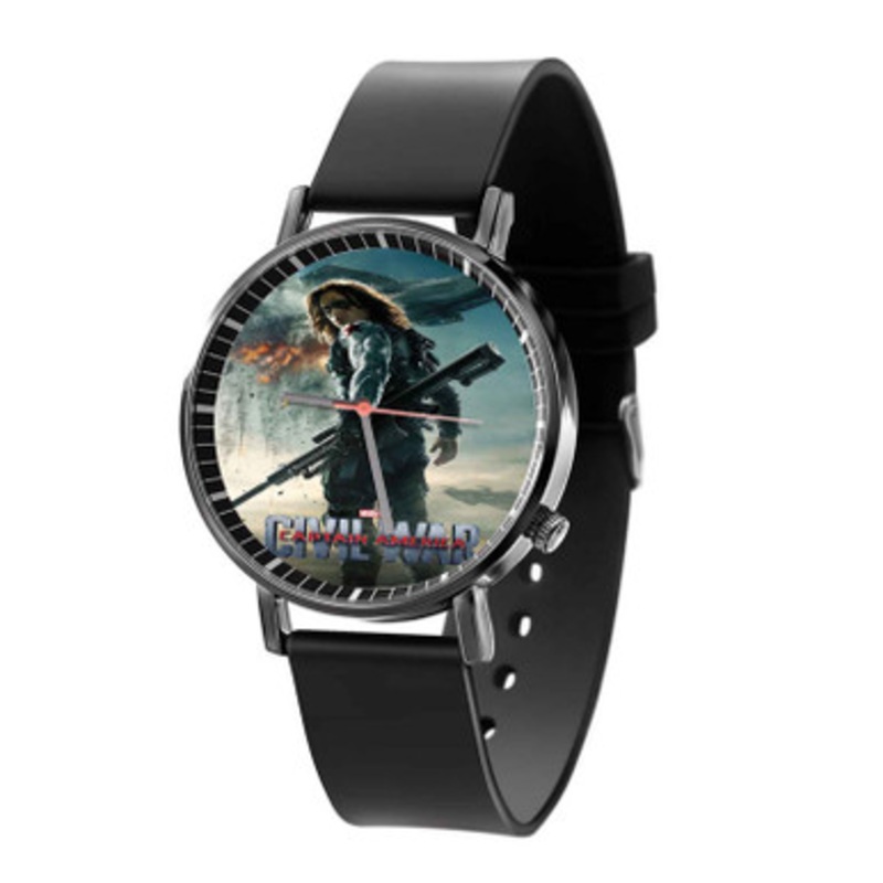 Bucky Barnes Captain America Civil War Print Black Quartz Watch Unisex With Premium Gift Box