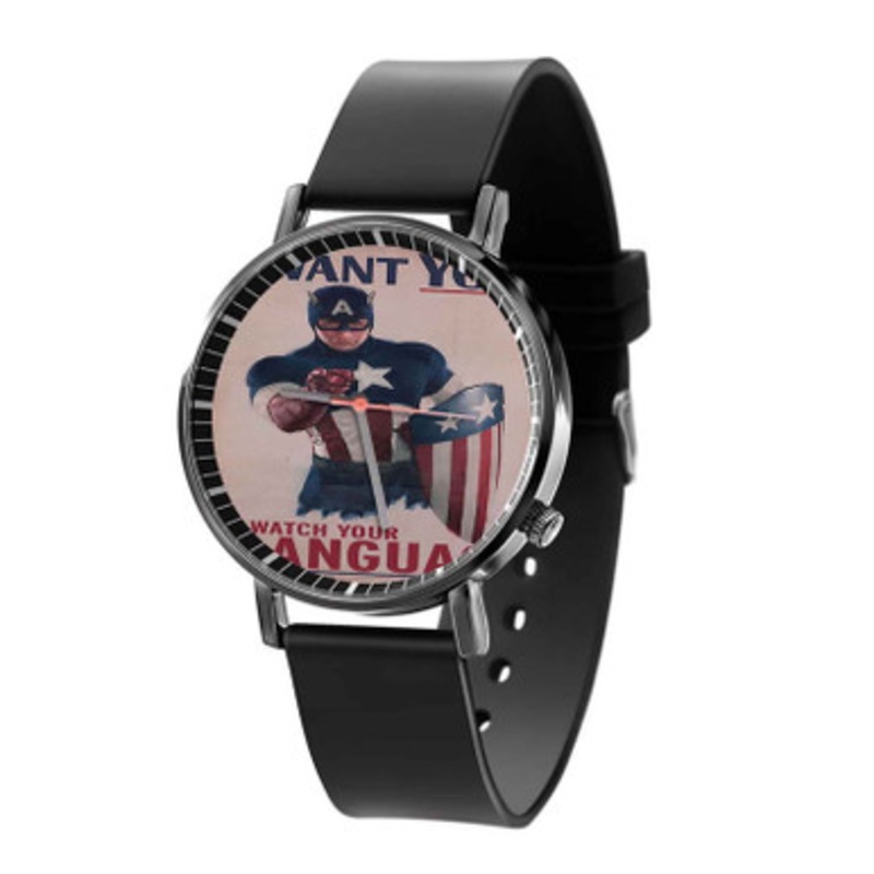 Captain America The Avengers Age of Ultron Black Quartz Watch Unisex With Premium Gift Box