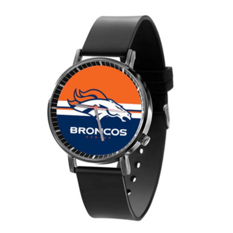 Denver Broncos NFL Black Quartz Watch Unisex With Premium Gift Box