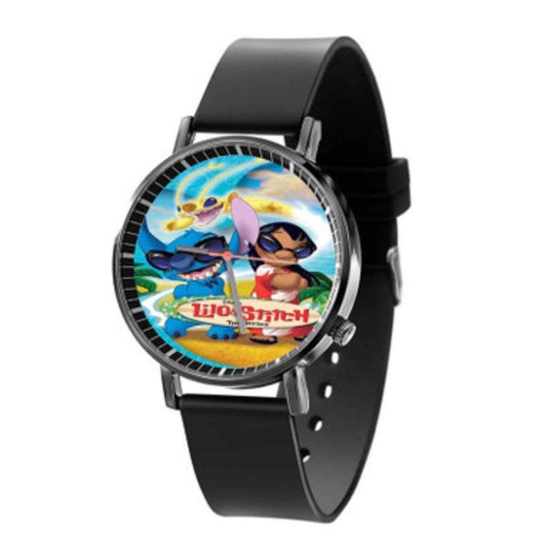 Disney Lilo and Stitch in The Beach Black Quartz Watch Unisex With Premium Gift Box