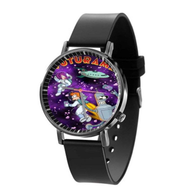 Futurama Purple Black Quartz Watch Unisex With Premium Gift Box