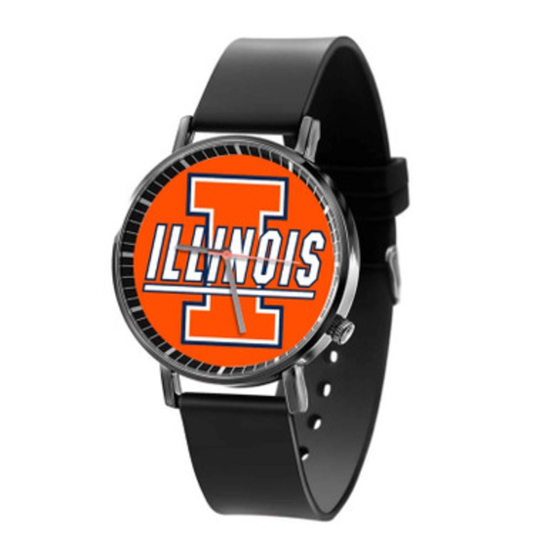 Illinois Fighting Illini Black Quartz Watch Unisex With Premium Gift Box