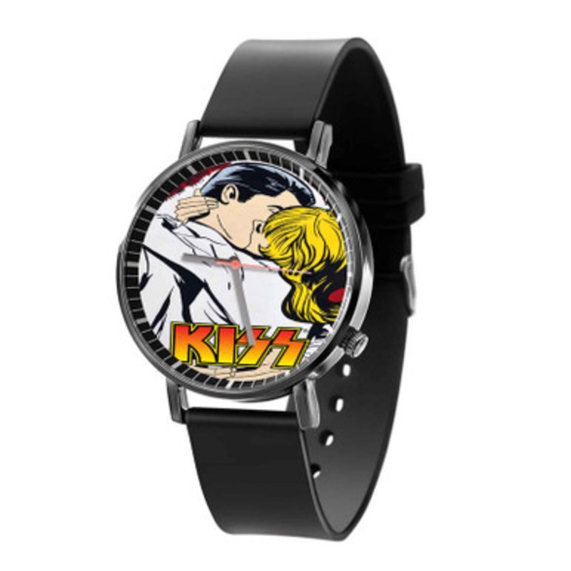 Kiss Pop Art Black Quartz Watch Unisex With Premium Gift Box
