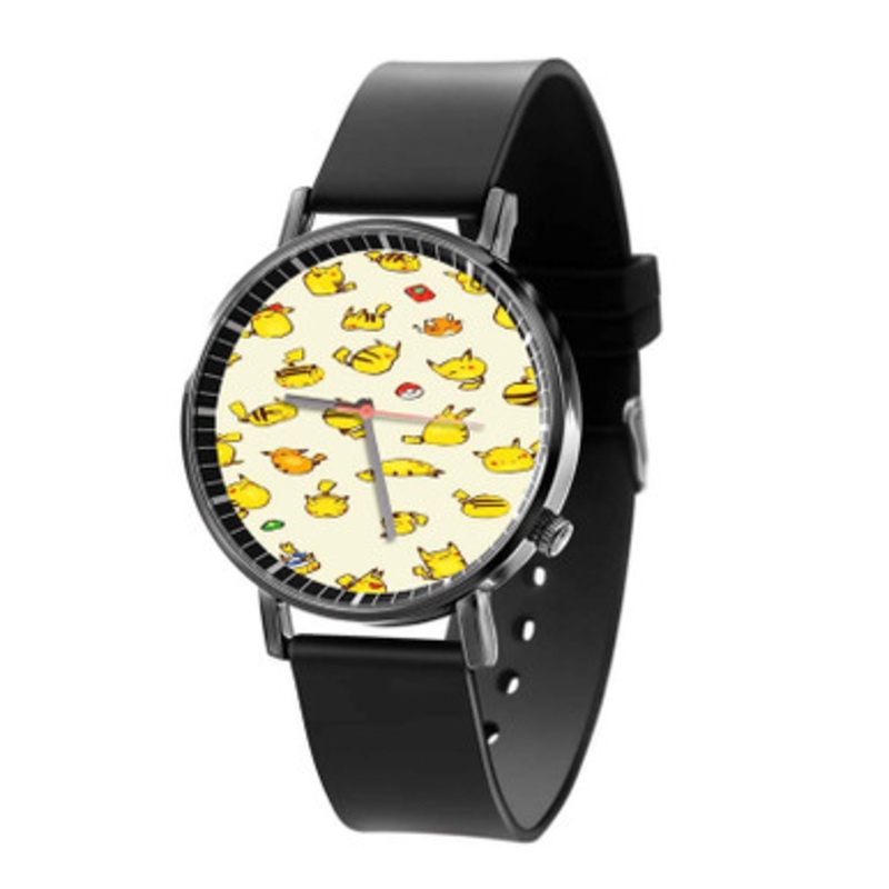 Pikachu Pokeball Pokemon Unisex Black Quartz Watch With Premium Gift Box