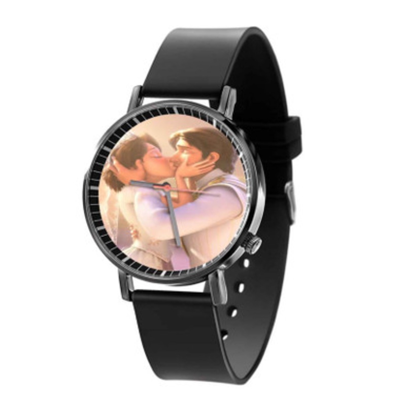 Disney Tangled Rapunzel and Flynn Married Black Quartz Watch Unisex With Premium Gift Box