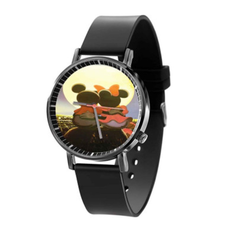 Mickey and Minnie Mouse Black Quartz Watch Unisex With Premium Gift Box