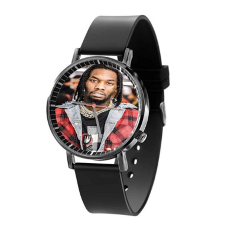 Offset Black Quartz Watch With Premium Gift Box for Unisex