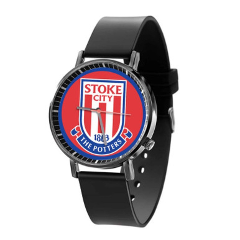 Stoke City FC Black Quartz Watch Unisex With Premium Gift Box