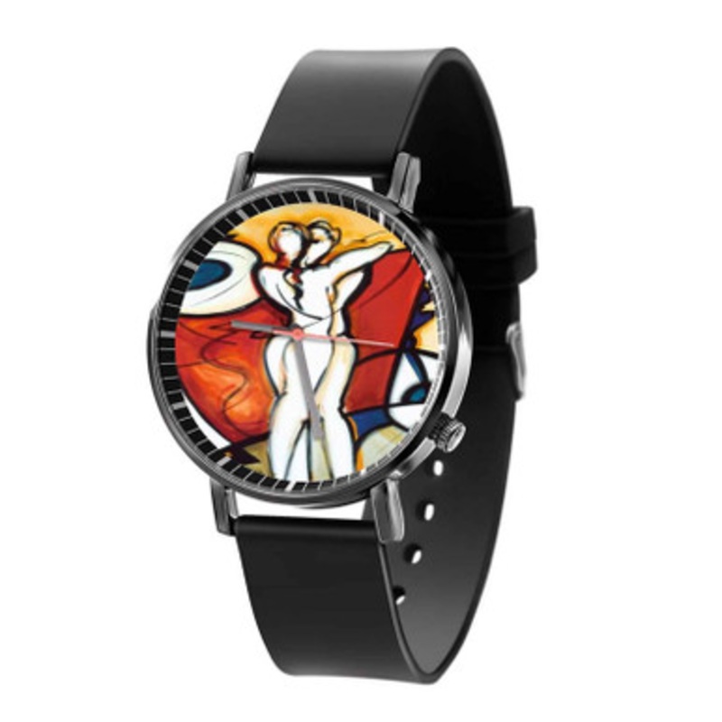 Alfred Gockel Endless Love Black Quartz Watch Unisex With Premium Gift Box